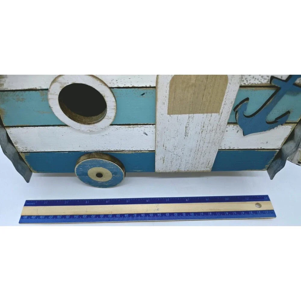 Coastal Camper Birdhouse Wall Decor Big Lots Rustic Wooden Beach Trailer GSEA006
